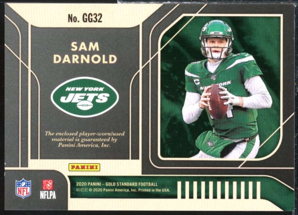 Sam Darnold Card 2020 Panini Gold Standard Gold Gear #32  Image 2