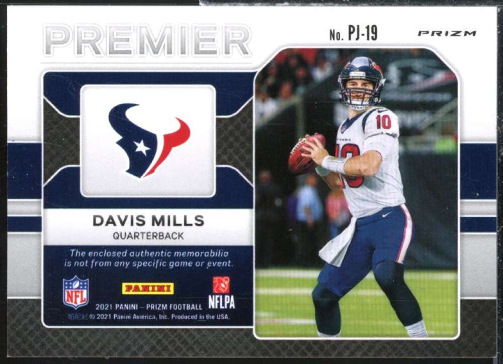 Davis Mills Rookie Card 2021 Panini Prizm Premier Jerseys Pink #19  Image 2