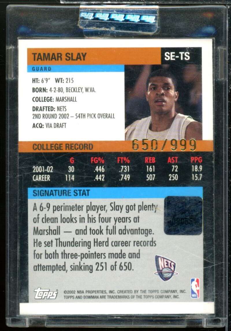 Tamar Slay AU Rookie Card 2002-03 Bowman Signature Edition #SETS  Image 2