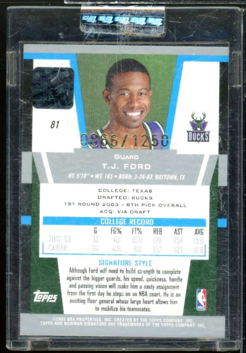 T.J. Ford JSY AU Rookie Card 2003-04 Bowman Signature Edition #81  Image 2