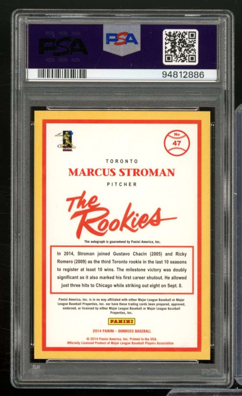 Marcus Stroman Rookie Card 2014 Donruss The Rookies Autograph (pop 2) #47 PSA 9 Image 2