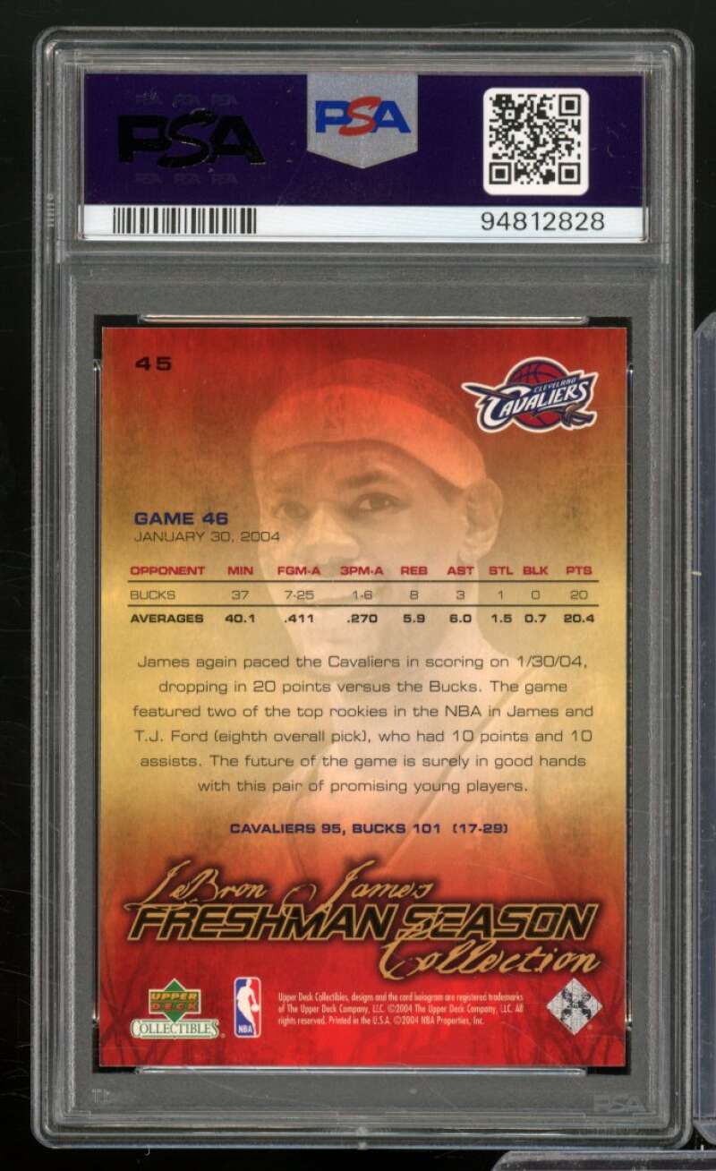 LeBron James Rookie Card 2003-04 UD Collectibles Freshman Season #45 PSA 8 Image 2