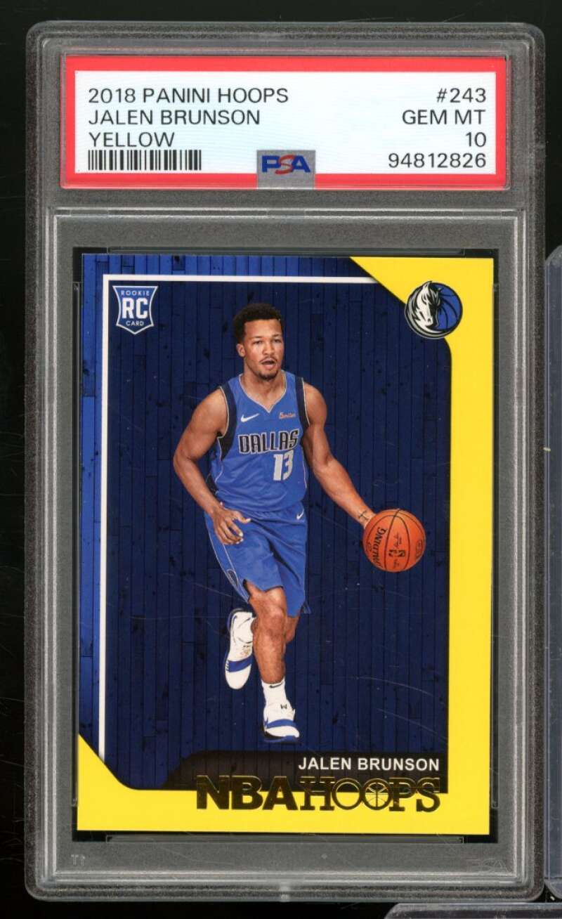 Jalen Brunson Rookie Card 2018-19 Panini Hoops Yellow (pop 3) #243 PSA 10 Image 1