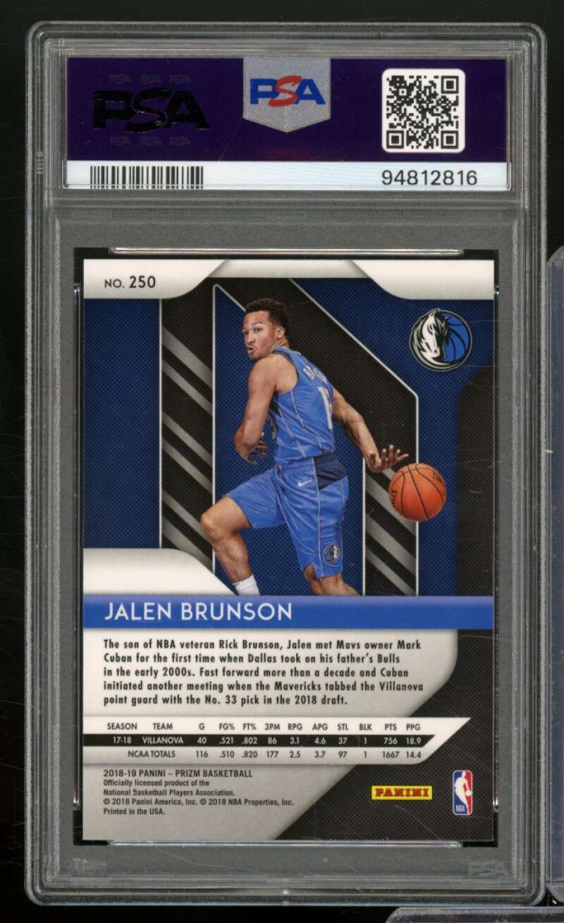 Jalen Brunson Rookie Card 2018-19 Panini Prizm #250 PSA 8 Image 2