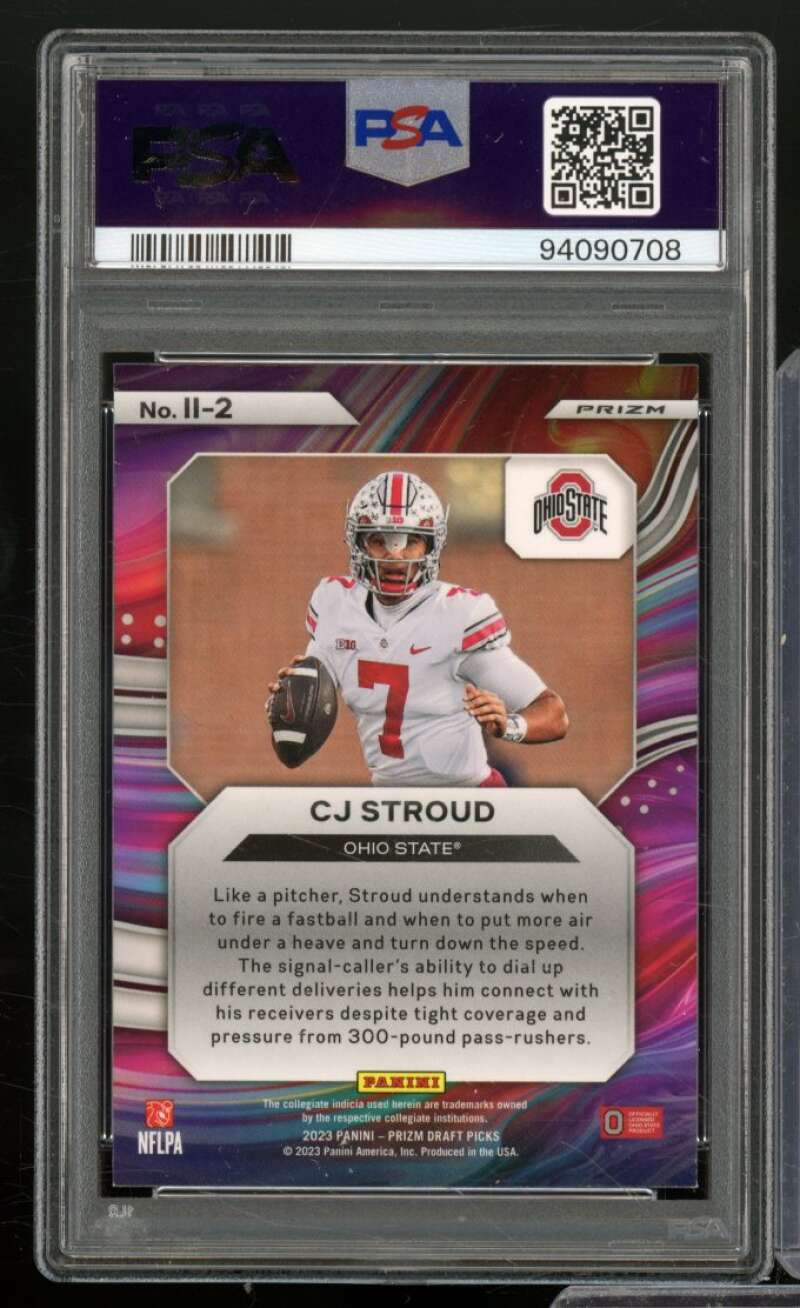 C.J. Stroud Rookie 2023 Prizm Draft Picks Instant Impact Gold Ice #112 PSA 9 Image 2