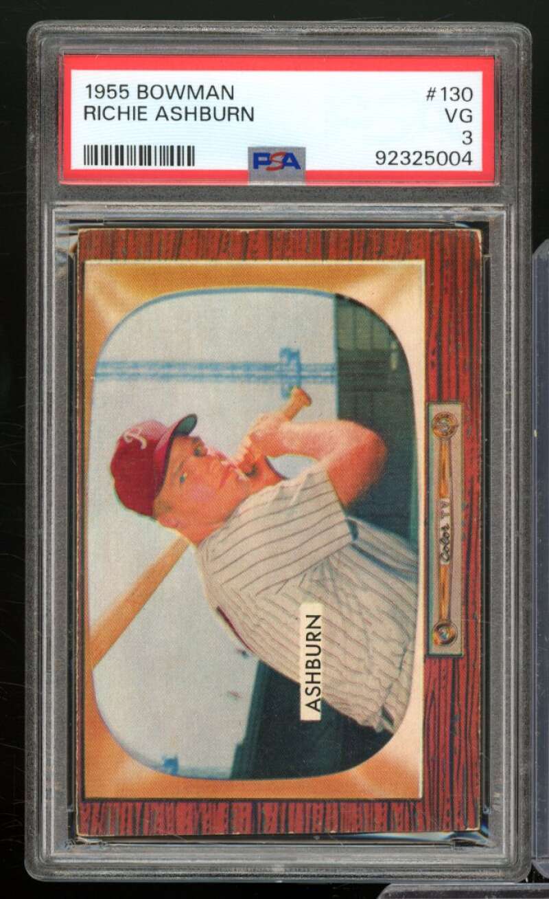 Richie Ashburn Card 1955 Bowman #130 PSA 3 Image 1