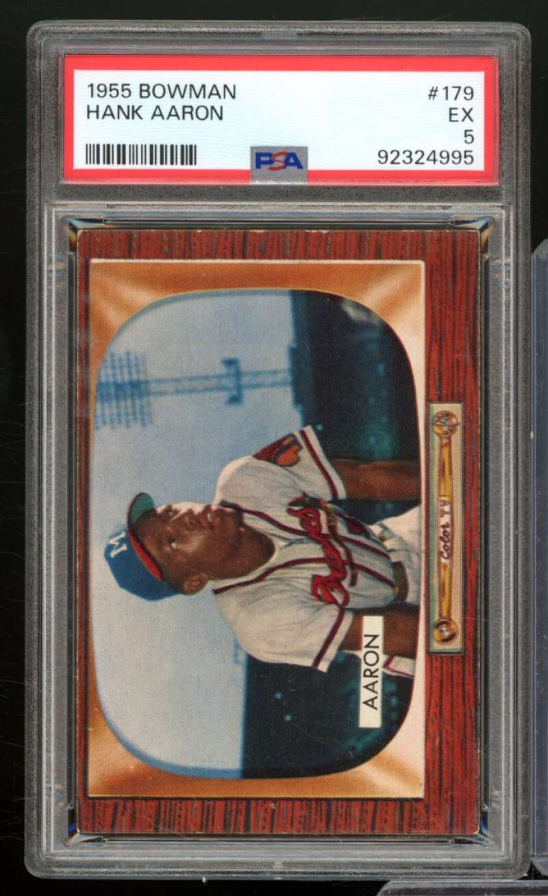 Hank Aaron Card 1955 Bowman #179 PSA 5 Image 1