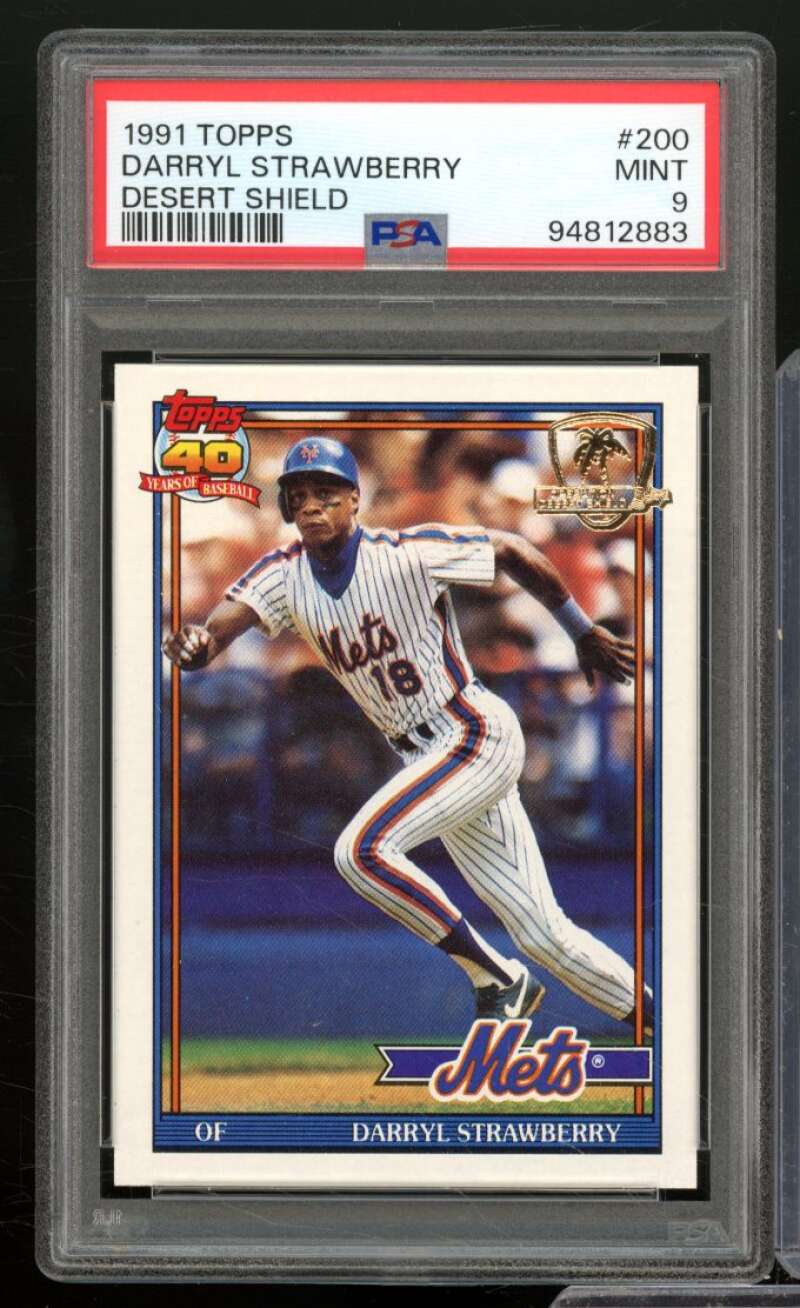 Darryl Strawberry Card 1991 Topps Desert Shield #200 PSA 9 Image 1