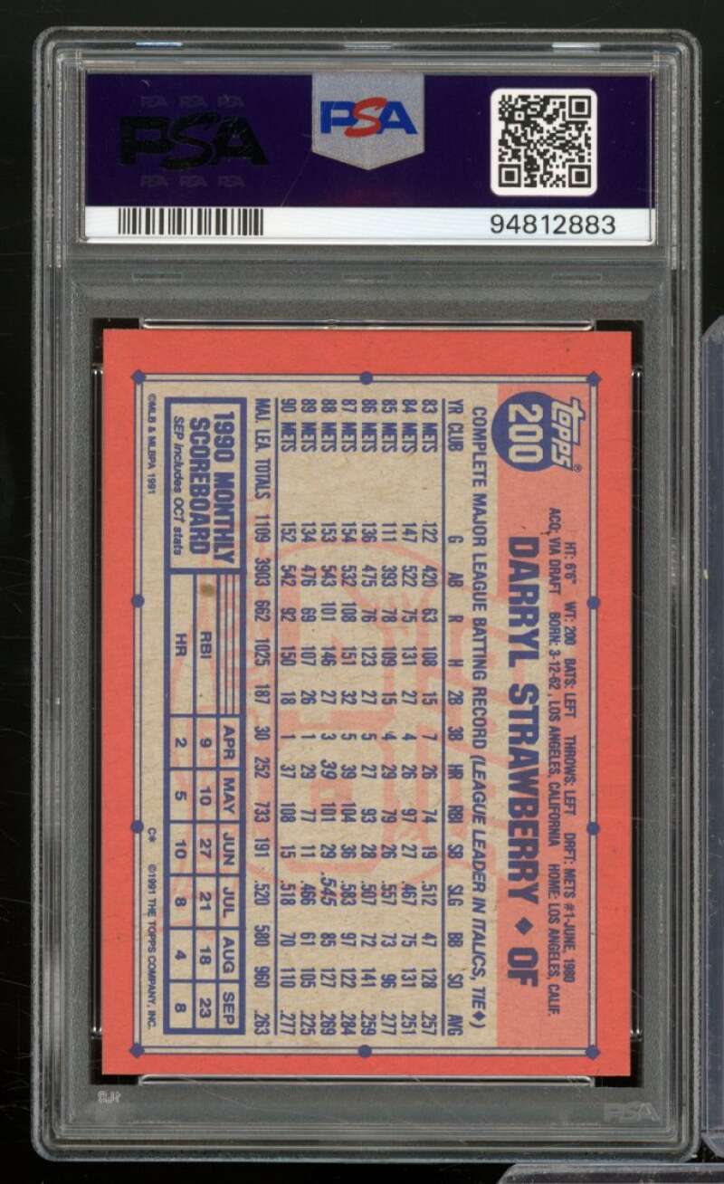 Darryl Strawberry Card 1991 Topps Desert Shield #200 PSA 9 Image 2