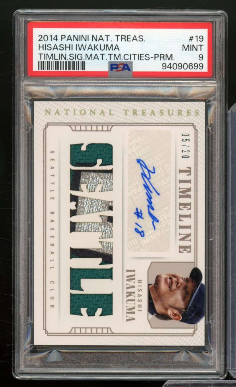 Hisashi Iwakuma Card 2014 Panini National Treasures Signature #19 PSA 9 Image 1