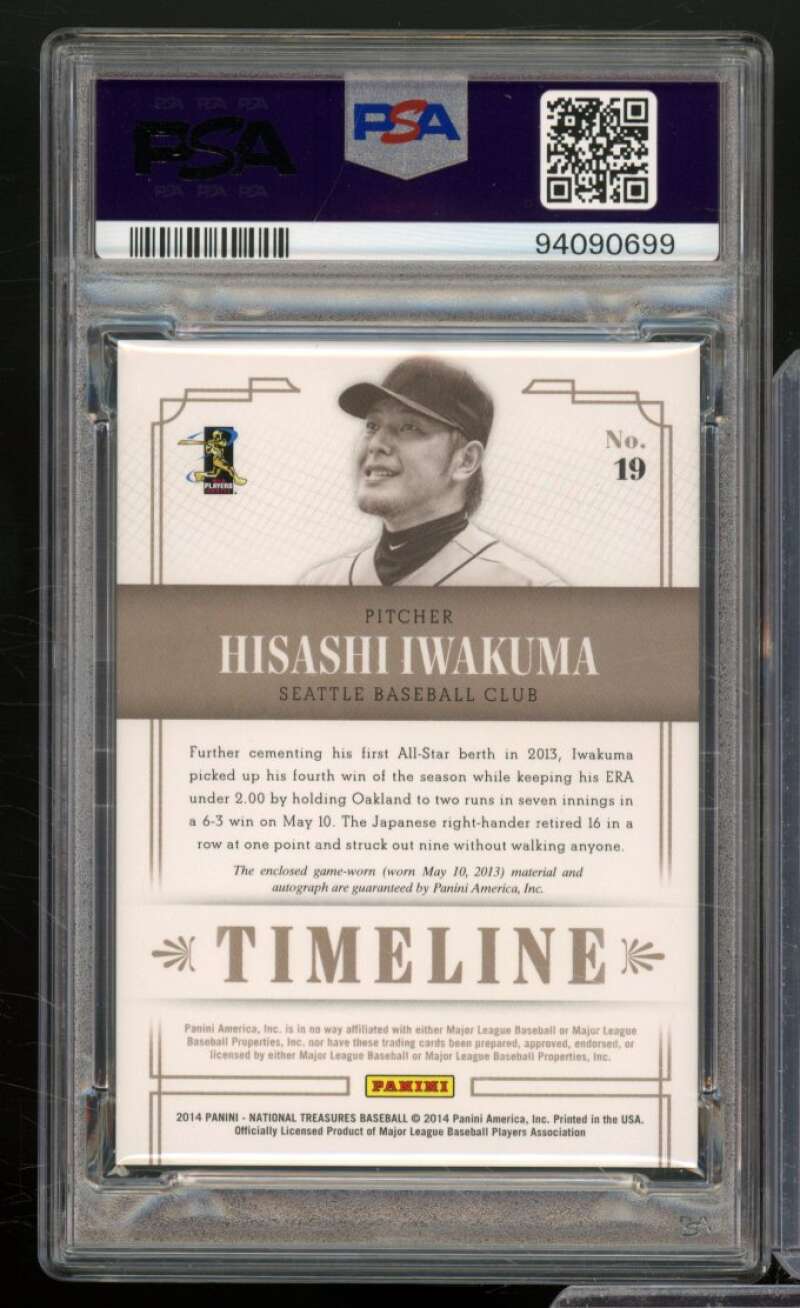 Hisashi Iwakuma Card 2014 Panini National Treasures Signature #19 PSA 9 Image 2