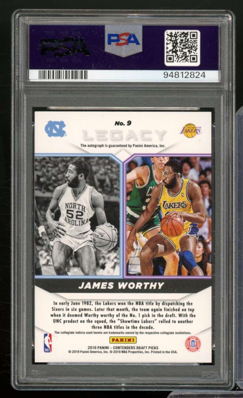 James Worthy 2019-20 Panini Contenders DP Legacy Signature Cracked Ice #9 PSA 10 Image 2