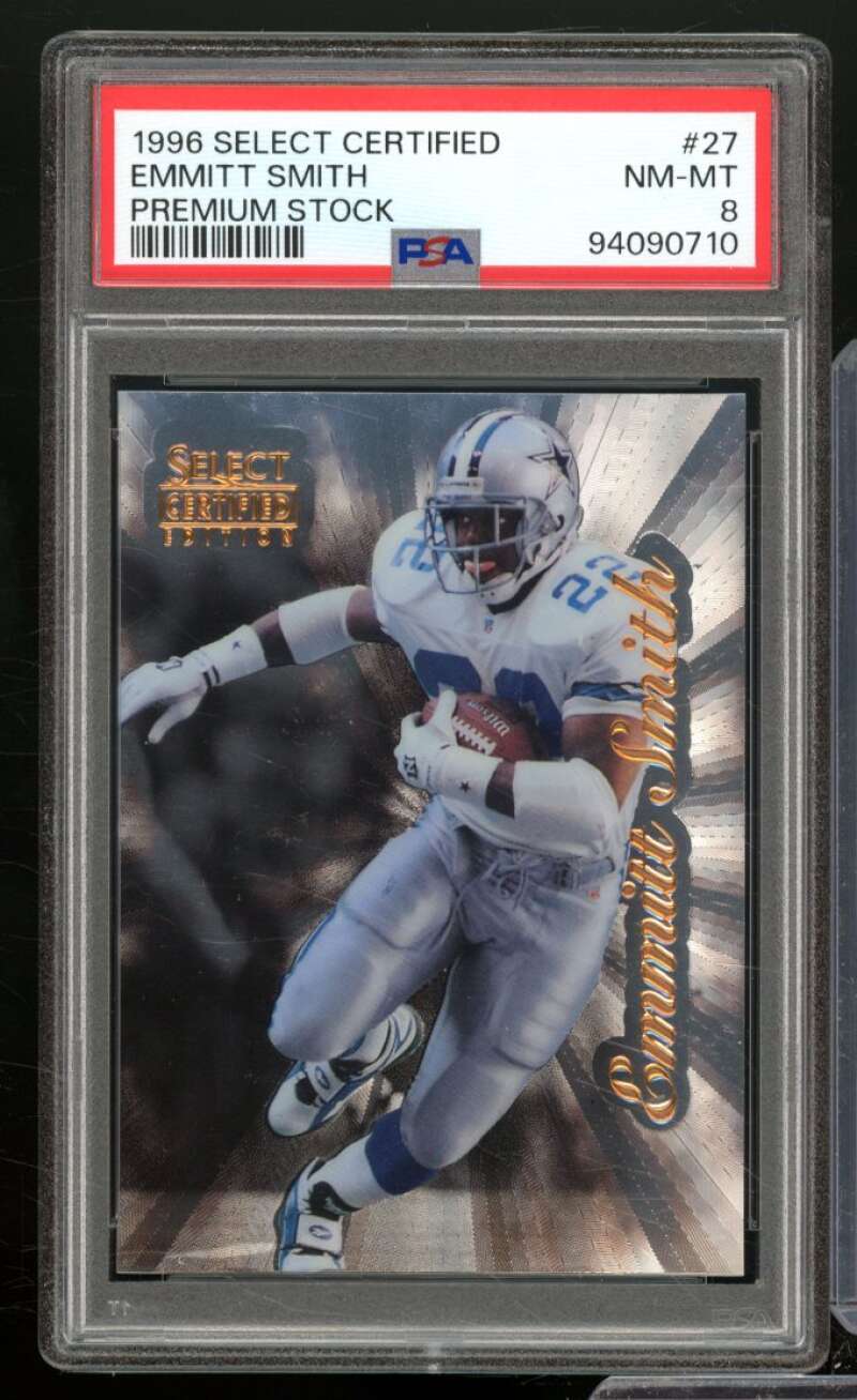 Emmitt Smith Card 1996 Select Certified Premium Stock #27 PSA 8 Image 1