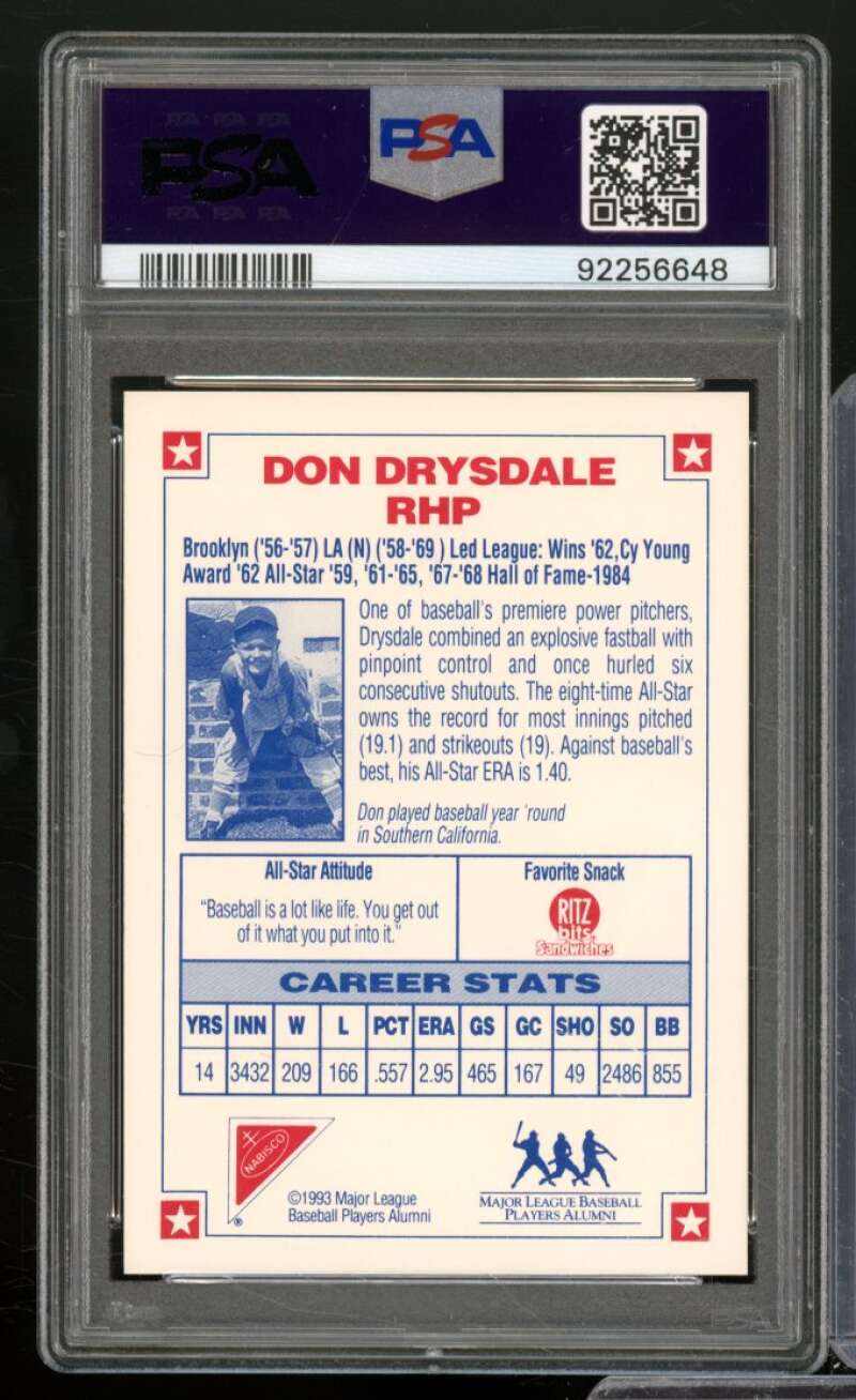 Don Drysdale 1993 Nabisco Autograph All-Star #nno PSA/DNA Authentic Auto 10 Image 2