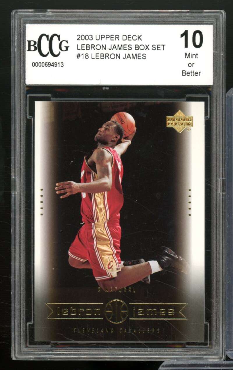 2003 Upper Deck Lebron James Set #18 Lebron James Rookie Card BGS BCCG 10 Mint+ Image 1