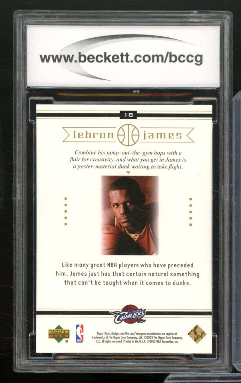 2003 Upper Deck Lebron James Set #18 Lebron James Rookie Card BGS BCCG 10 Mint+ Image 2