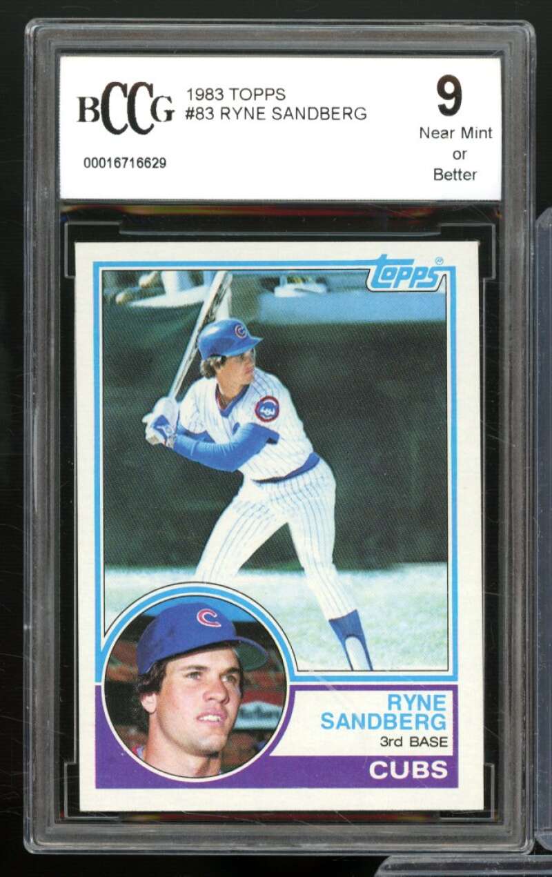 1983 Topps #83 Ryne Sandberg Rookie Card BGS BCCG 9 Near Mint+ Image 1