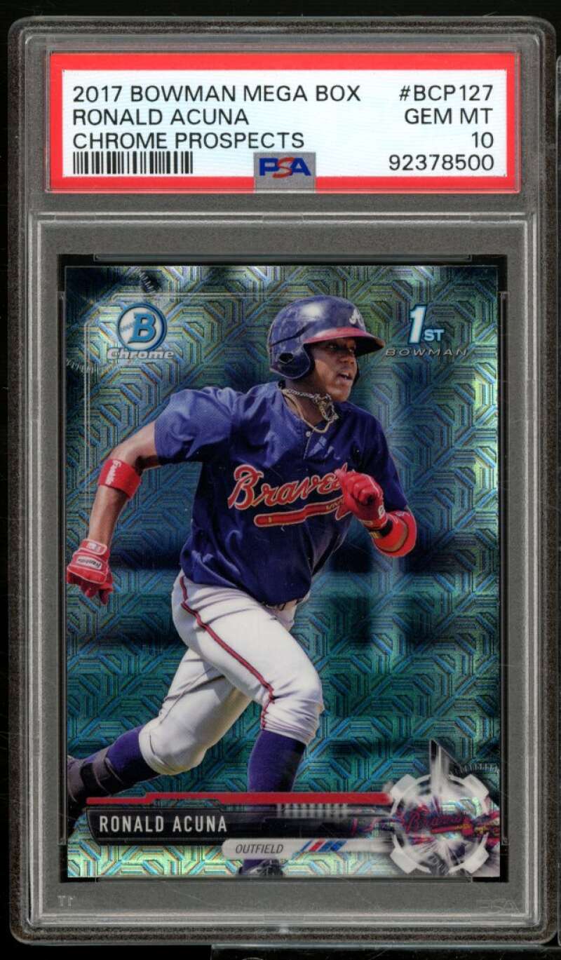 Ronald Acuna Rookie Card 2017 Bowman Mega Box #BCP127 PSA 10 Image 1