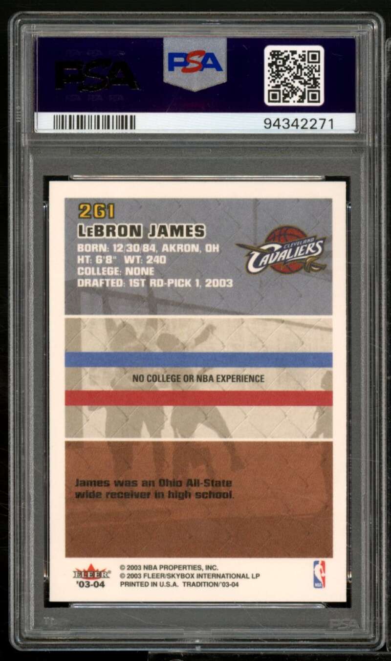 LeBron James Rookie Card 2003-04 Fleer Tradition #261 PSA 9 Image 2