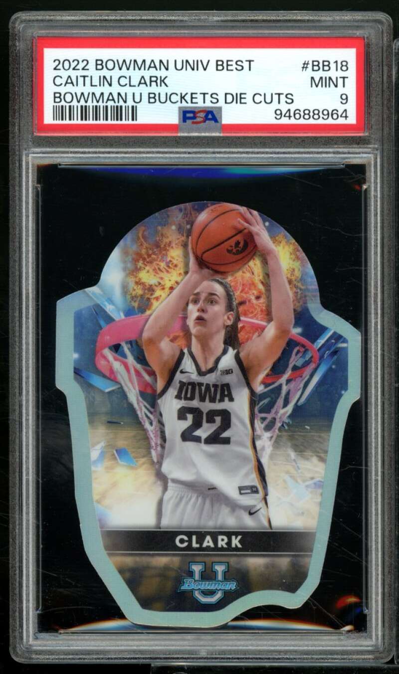 Caitlin Clark Rookie 2022-23 Bowman University Best Buckets Die Cuts #BB18 PSA 9 Image 1