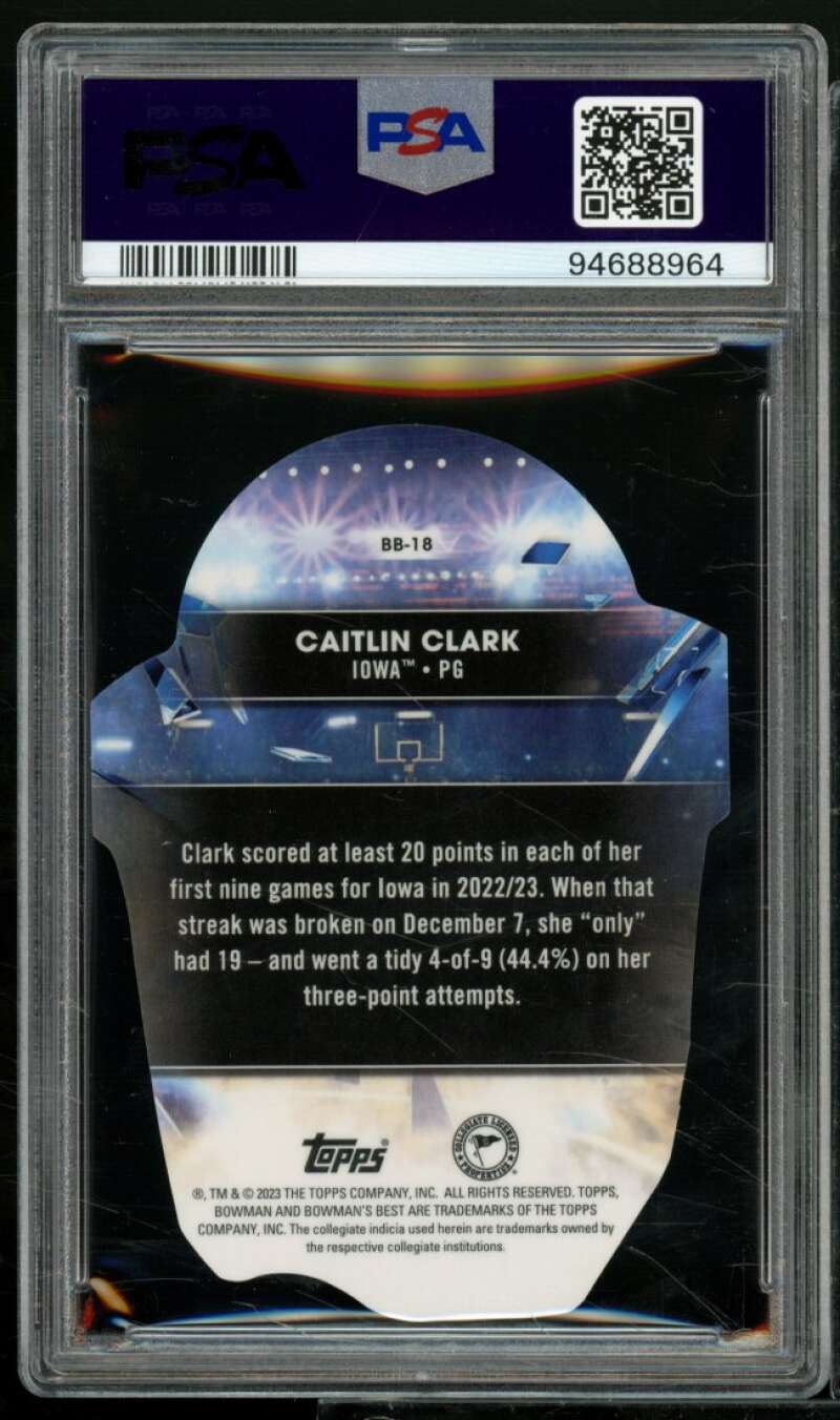 Caitlin Clark Rookie 2022-23 Bowman University Best Buckets Die Cuts #BB18 PSA 9 Image 2