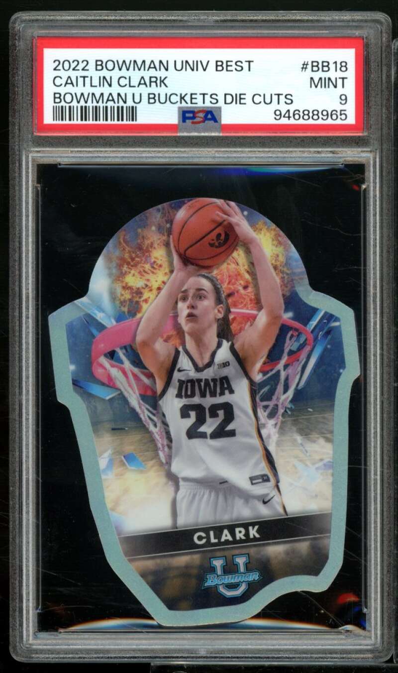 Caitlin Clark Rookie 2022-23 Bowman University Best Buckets Die Cuts #BB18 PSA 9 Image 1