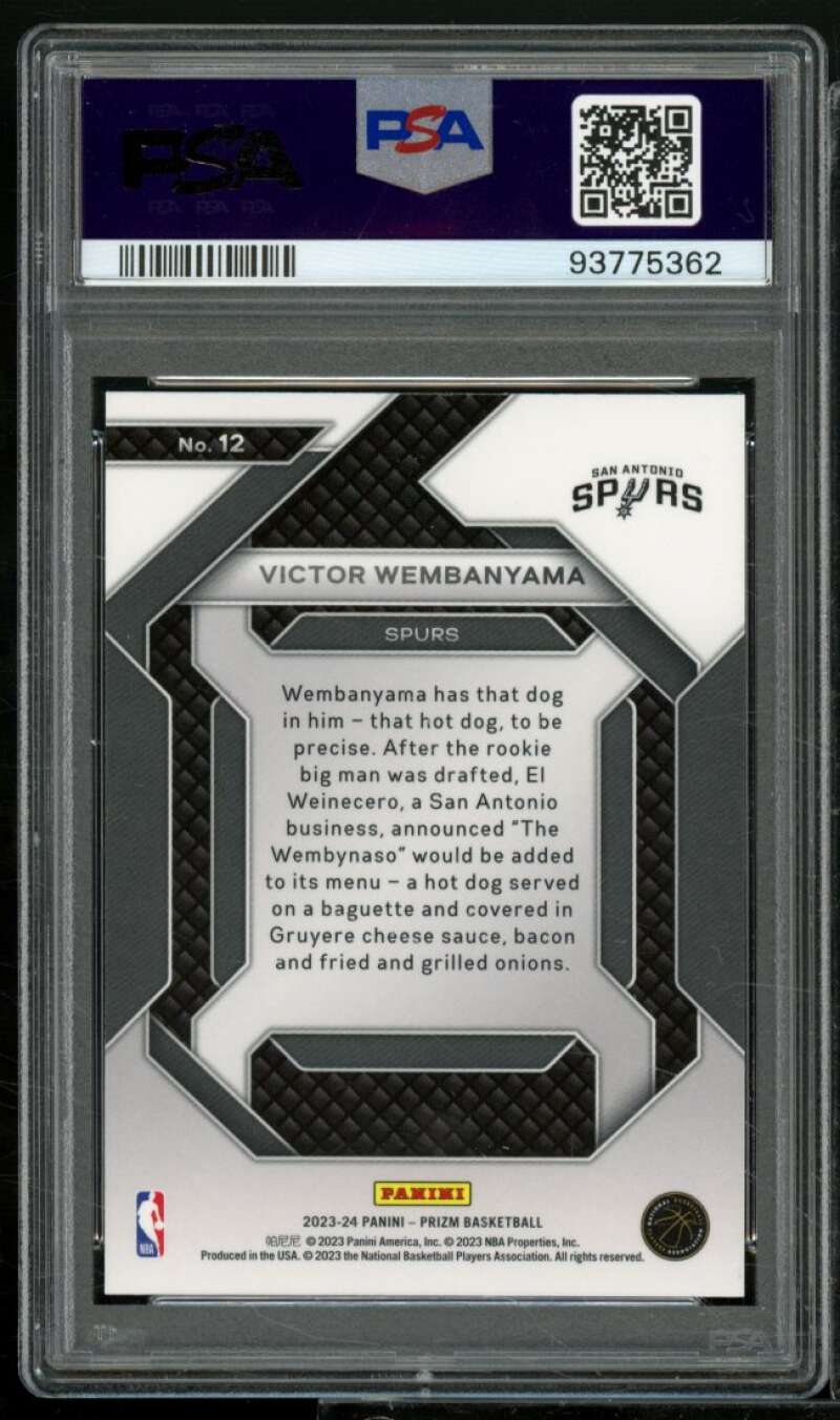 Victor Wembanyama Card 2023-24 Prizm Emergent #12 PSA 8 Image 2