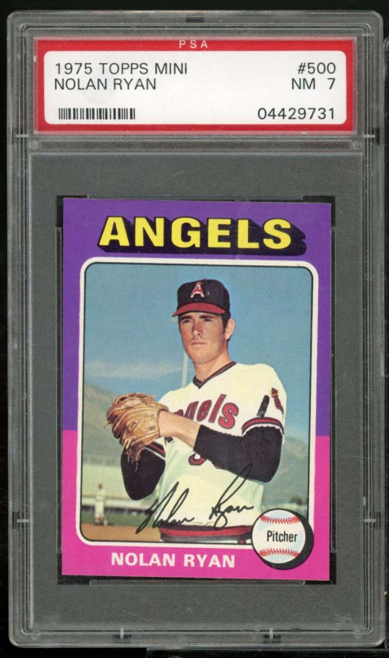 Nolan Ryan Card 1975 Topps Mini #500 PSA 7 Image 1