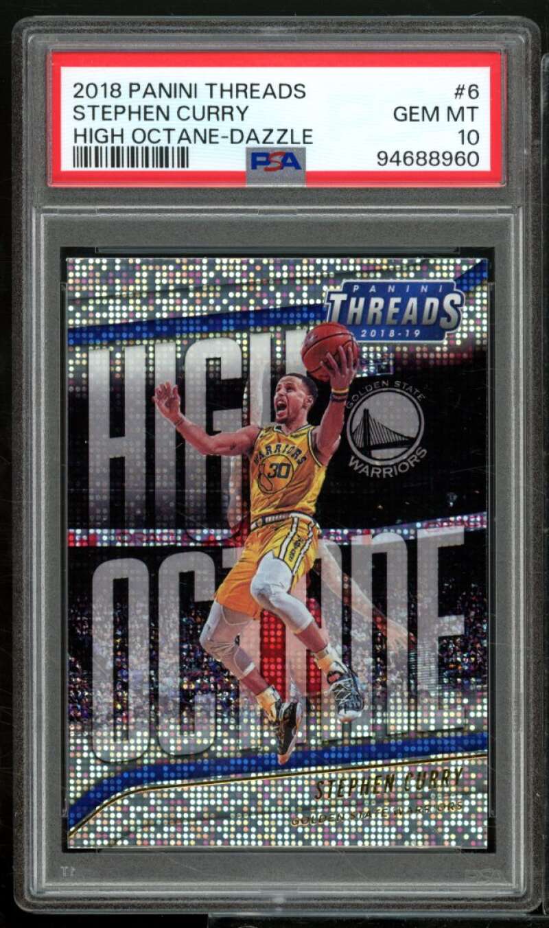 Stephen Curry Card 2018-19 Panini Threads High Octane Dazzle #6 PSA 10 Image 1