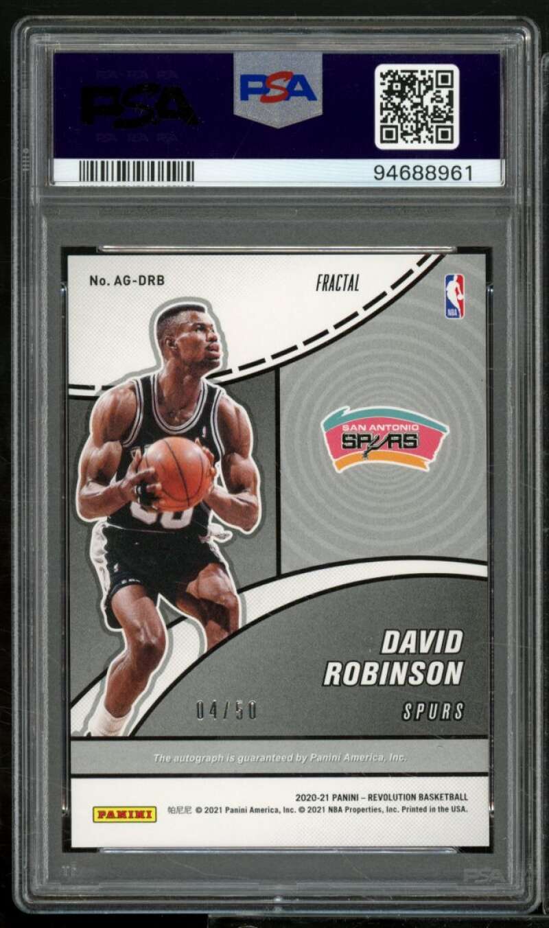 David Robinson 2020-21 Panini Revolution Autograph Fractal (pop 5) #DRB PSA 10 Image 2