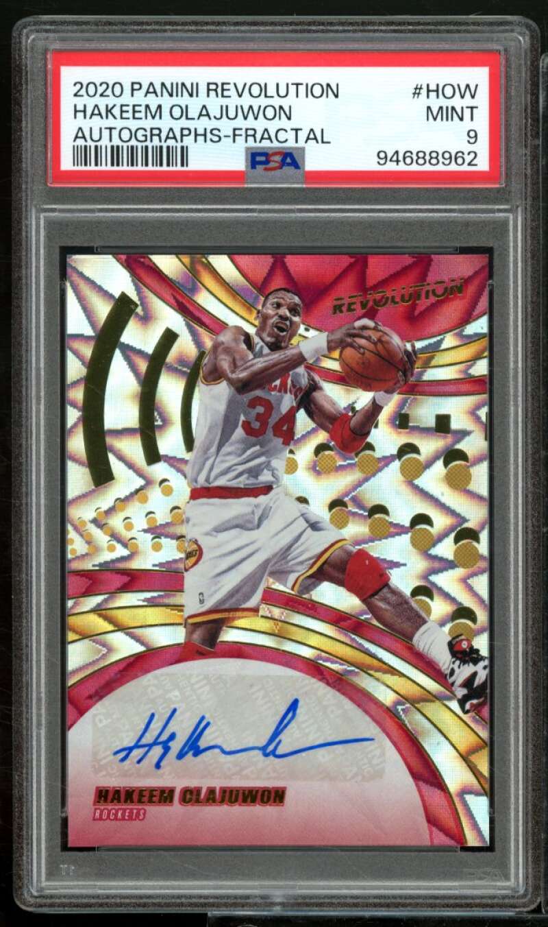 Hakeem Olajuwon 2020-21 Panini Revolution Autographs Fractal (pop 4) #HOW PSA 9 Image 1