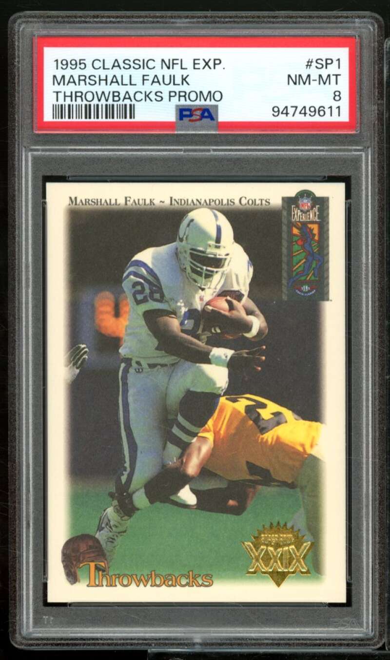 Marshall Faulk Card 1995 Classic NFL Experience Throwback Promo #Sp1 PSA 8 Image 1