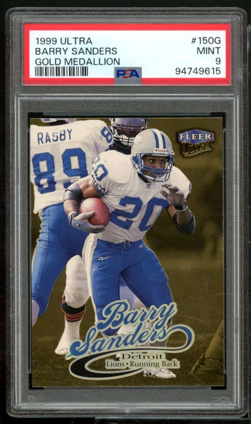 Barry Sanders Card 1999 Ultra Gold Medallion (pop 1) #150G PSA 9 Image 1