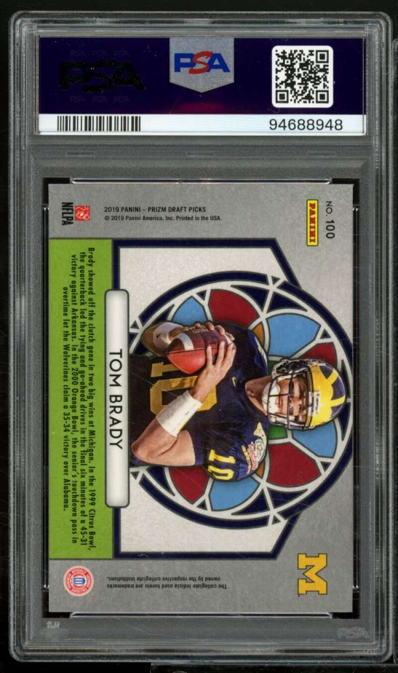 Tom Brady Card 2019 Panini Prizm Draft Picks #100 PSA 9 Image 2