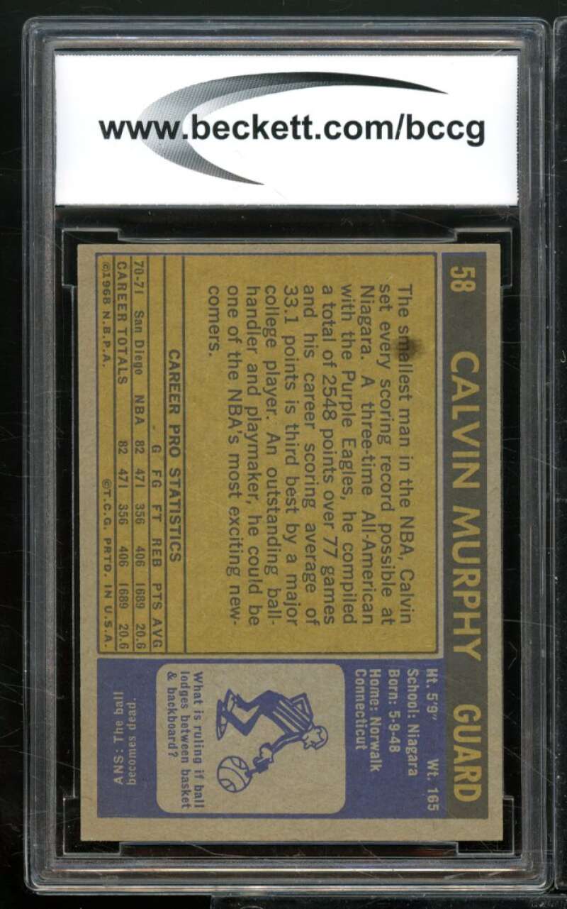 Calvin Murphy Card 1971-72 Topps #58 BGS BCCG 8 Image 2