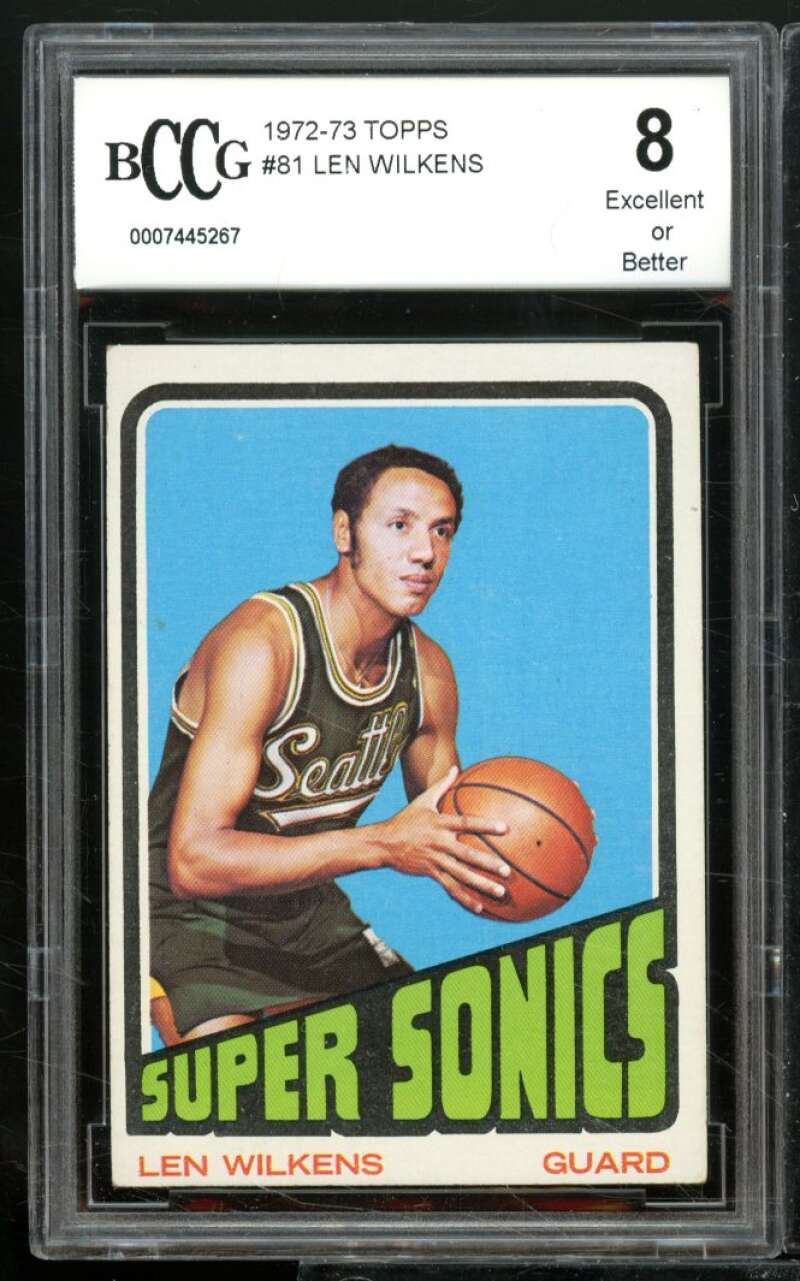 Len Wilkens Card 1972-73 Topps #81 BGS BCCG 8 Image 1