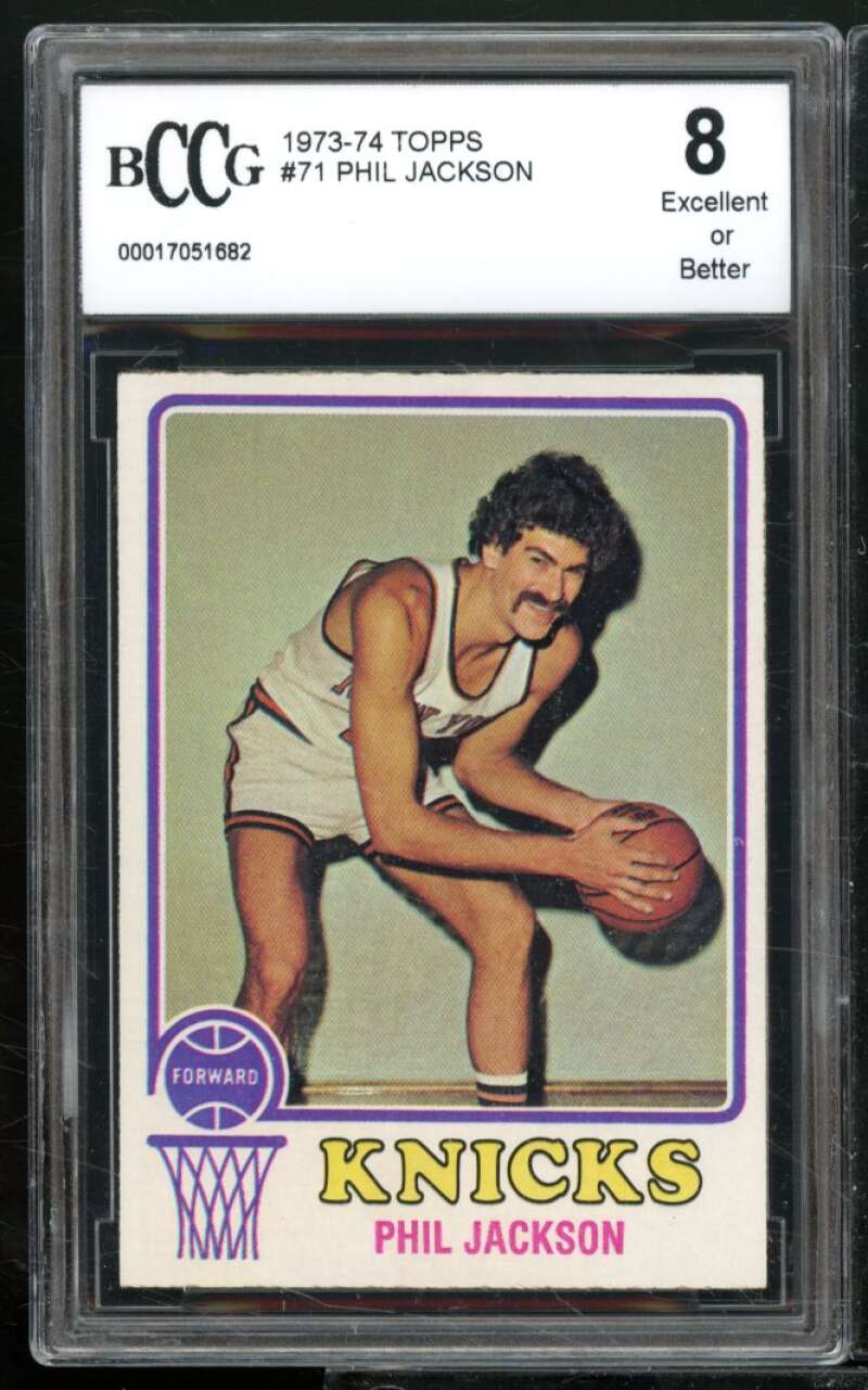 Phil Jackson Card 1973-74 Topps #71 BGS BCCG 8 Image 1