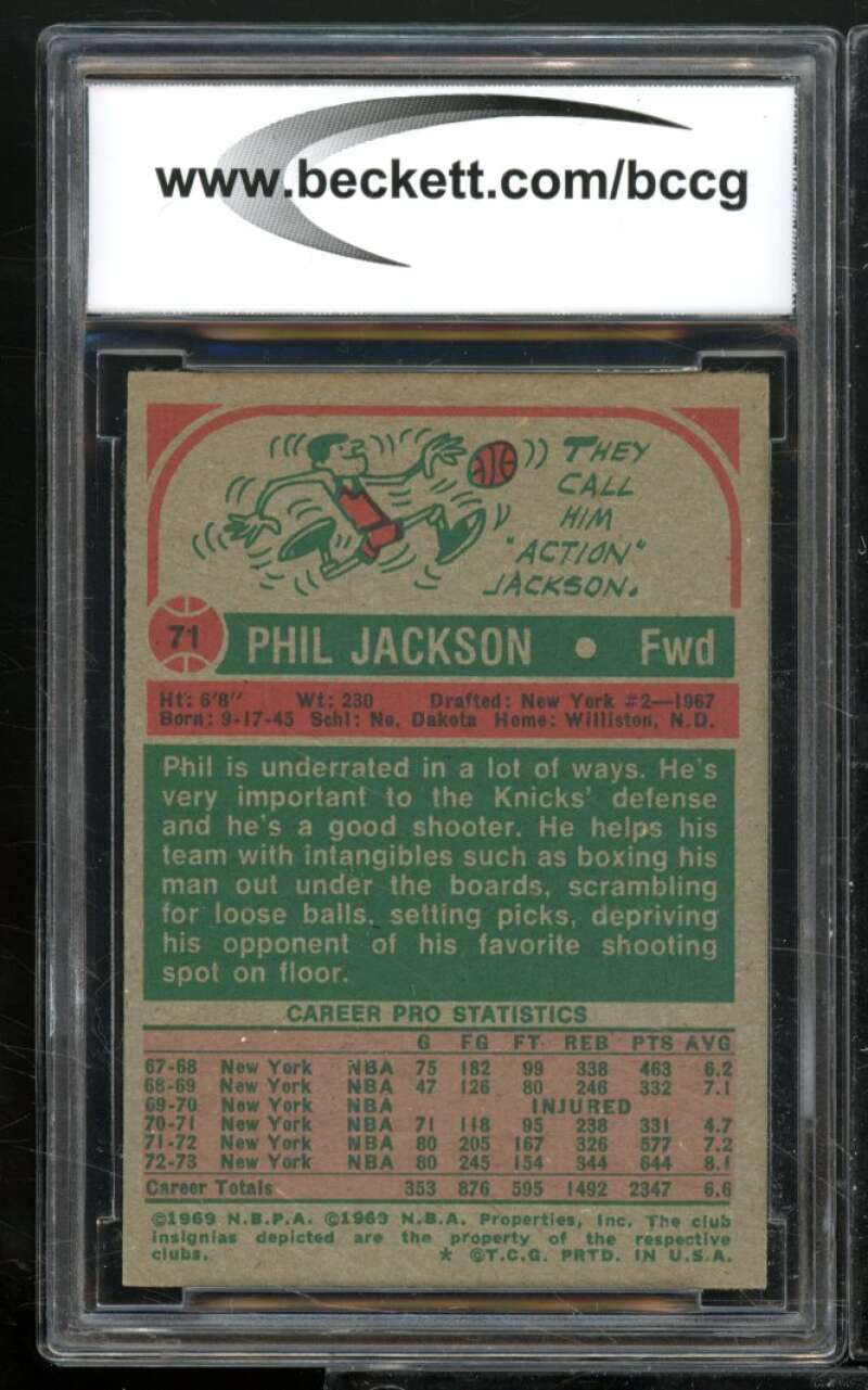 Phil Jackson Card 1973-74 Topps #71 BGS BCCG 8 Image 2