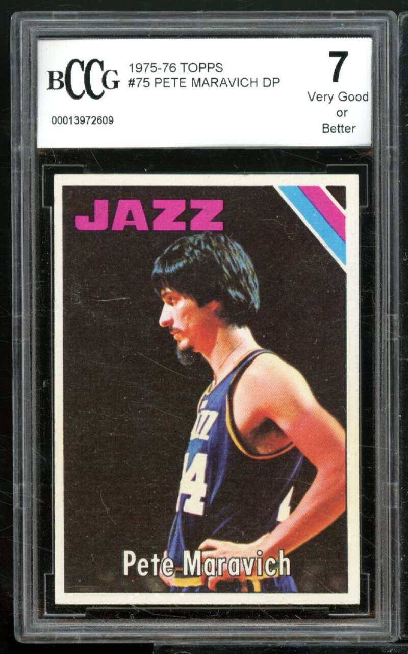 Pete Maravich Card 1975-76 Topps #75 BGS BCCG 7 Image 1