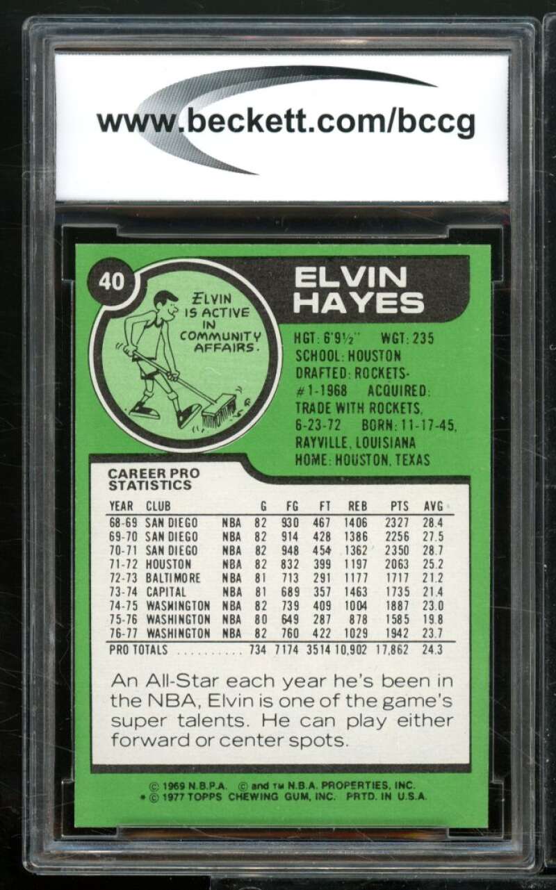 Elvin Hayes Card 1977-78 Topps #40 BGS BCCG 8 (read) Image 2