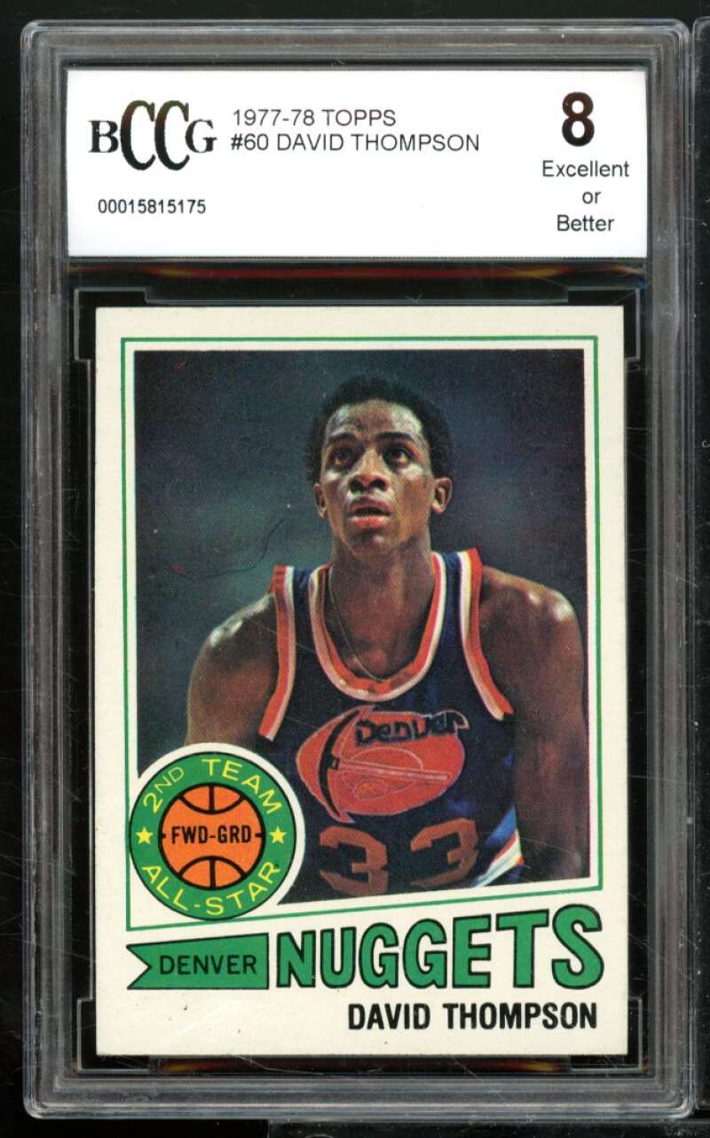 David Thompson Card 1977-78 Topps #60 BGS BCCG 8 Image 1