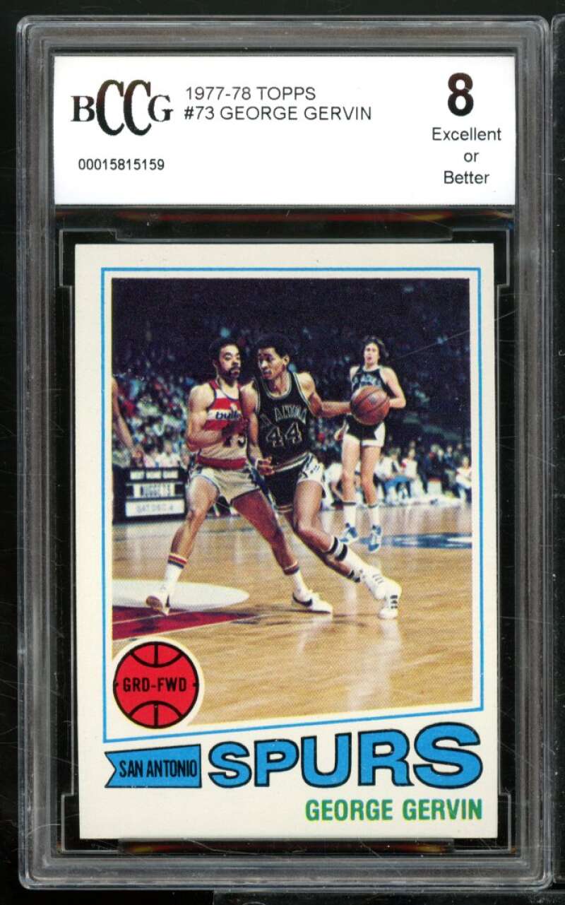 George Gervin Card 1977-78 Topps #73 BGS BCCG 8 Image 1