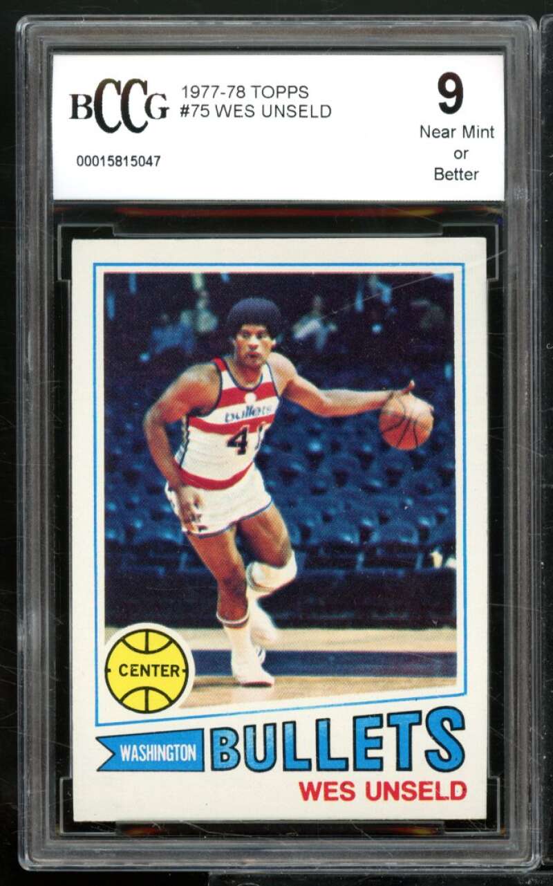 Wes Unseld Card 1977-78 Topps #75 BGS BCCG 9 (read) Image 1