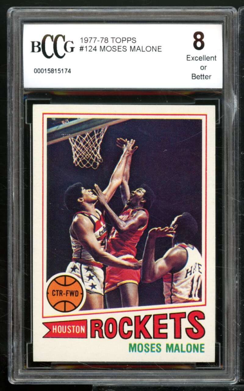 Moses Malone Card 1977-78 Topps #124 BGS BCCG 8 Image 1