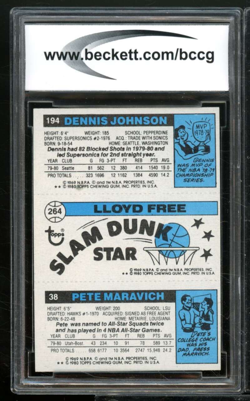 Pete Maravich/Free/Johnson Card 1980-81 Topps #8 BGS BCCG 8 Image 2