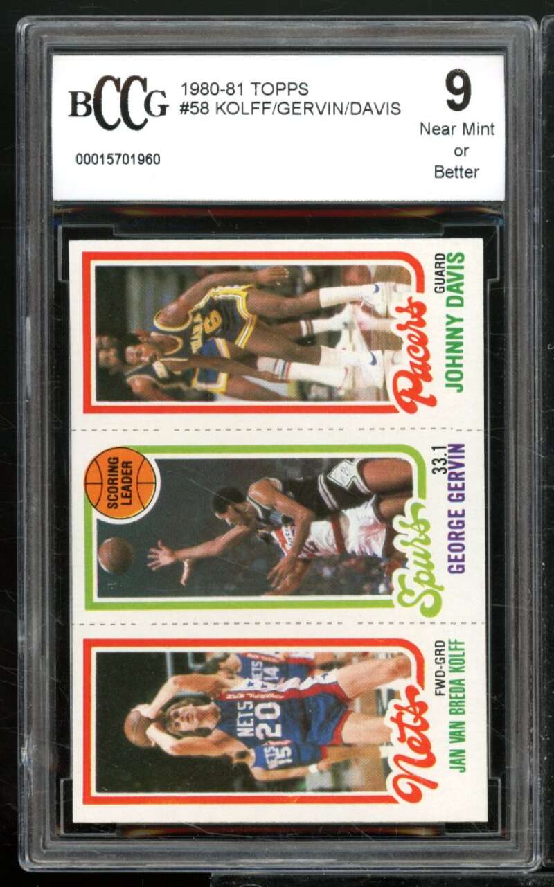 Jan Van Breda Kolff / George Gervin / Johnny Davis Card 1980-81 Topps #58 PSA 9 Image 1