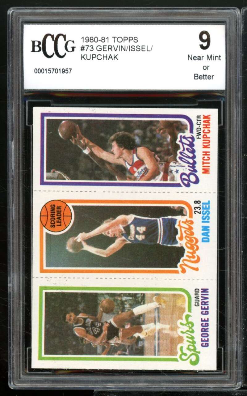 George Gervin / Dan Issel / Mitch Kupchak Card 1980-81 Topps #73 BGS BCCG 9 Image 1