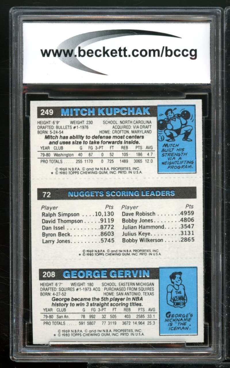 George Gervin / Dan Issel / Mitch Kupchak Card 1980-81 Topps #73 BGS BCCG 9 Image 2