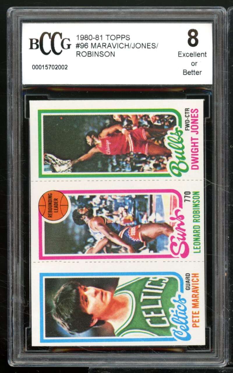 Pete Maravich/JDwight ones/Leonard Robinson Card 1980-81 Topps #96 BGS BCCG 8 Image 1