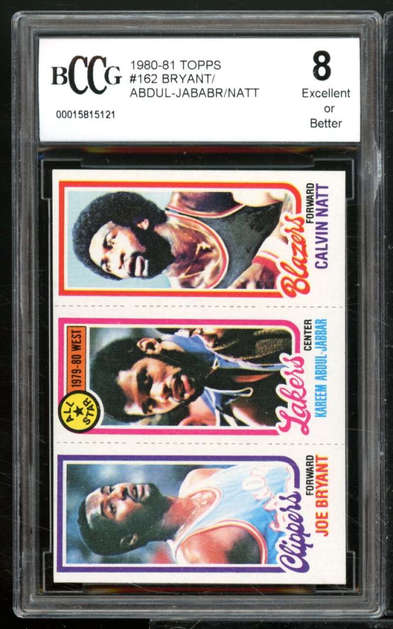 Joe Bryant / Kareem Abdul-Jabbar / Calvin Natt 1980-81 Topps #162 BGS BCCG 8 Image 1